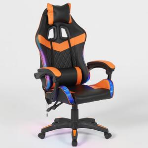 Sedia da gaming Shally Dogan con striscia LED RGB multicolore e rivestimento in ecopelle