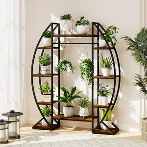 Costway Supporto per piante da interno con luci di crescita, Porta vasi a 10 ripiani per fiori e piante multiple Marrone