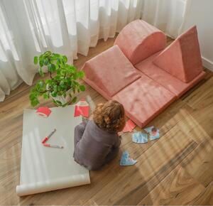 Pouf per bambini in velluto a coste rosa chiaro Montessori - Little Nice Things