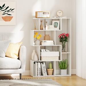 Costway Grande libreria a 6 cubi con kit anti-ribaltamento unità di scaffali autoportante, Libreria geometrica aperta Bianco
