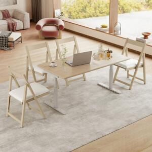 Costway Set di 2 sedie pieghevoli con struttura in legno di gomma, Sedie imbottite per sala da pranzo e matrimonio Beige