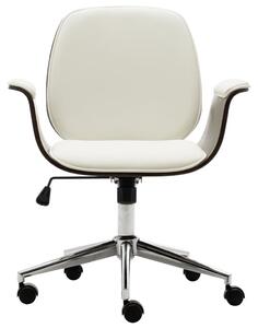 Sedia da ufficio in legno curvato bianco e Pelle finta