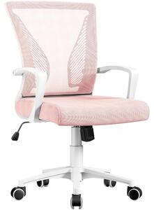 Sedia da ufficio ergonomica Yaheetech, con rivestimento in rete traspirante, colore rosa