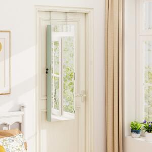 Costway Armadio portagioie con specchio in legno a parete con LED interno 35,5x10x120cm Verde chiaro