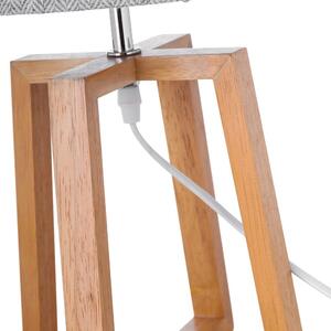 Lampada da tavolo in legno massiccio grigio-marrone con paralume in tessuto (altezza 44 cm) - Casa Selección