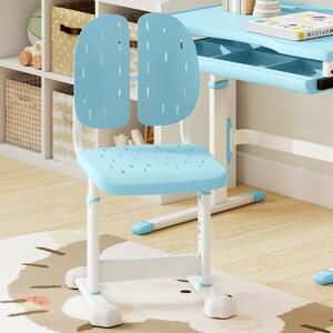 Costway Sedia regolabile in altezza per bambini con doppi supporti dorsal, Sedia da studio con seduta traspirante Blu