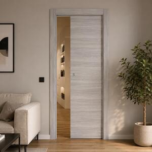 Porta da interno scorrevole reversibile olmo grigio effetto venato H210 cm - 60xH210 cm