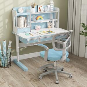 Costway Sedia da studio con altezza regolabile da computer in rete, Sedia da scrivania per bambini ruote universali Blu