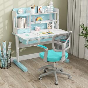 Costway Sedia da studio con altezza regolabile da computer in rete, Sedia da scrivania per bambini ruote universali Verde