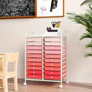 Costway Carrello cassettiera multiuso e leggero con 20 cassetti, Contenitore con ruote per ufficio e casa Rosa