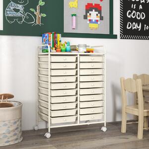 Costway Carrello cassettiera multiuso e leggero con 20 cassetti, Contenitore con ruote per ufficio e casa Bianco