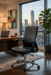 Sedia da ufficio confortevole, ideale per l'ufficio e lo smart working, colore nero