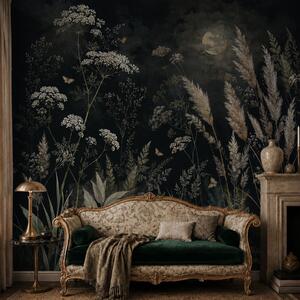 Carta da parati Prato illuminato dalla luna, con erbe selvatiche e fiori, Carta da parati Buffer, w05701 : Uwalls.it
