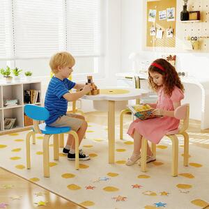 Costway Set tavolo per bambini a forma di fiore in legno con 2 sedie e sgabelli, Tavolo attività per bambini per arte e mestier Colorati