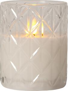 Candela di cera a LED bianca in vetro, altezza 12,5 cm Flamme Romb - Star Trading