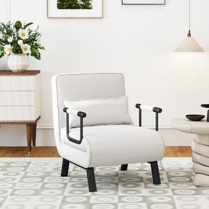 Costway Divano letto trasformabile con schienale regolabile in 6 posizioni cuscino rimovibile, Divano chaise lounge Bianco