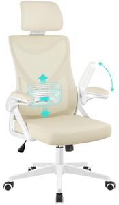 Sedia da ufficio ergonomica Yaheetech, sedia da scrivania con poggiatesta, color beige