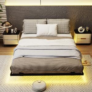Costway Telaio letto piattaforma in metallo con fissaggio per materasso, Letto con luci led doppia dimensione