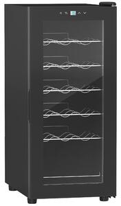 HOMCOM Cantinetta Frigorifero per 18 Bottiglie di Vino con Display Digitale, Luce LED e Controllo Temperatura, Nero