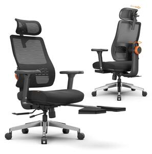 MagicH-BPRO - Sedia da ufficio - Schienale in rete con inclinazione automatica - Supporto lombare adattivo con 4 posizioni di bloccaggio - Poggiapiedi - Poggiatesta regolabile di 15 cm - Inclinazione 96–136°
