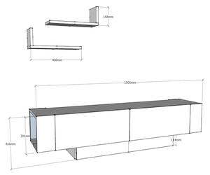 Televisore bianco 150x42 cm Matera - Zena Home