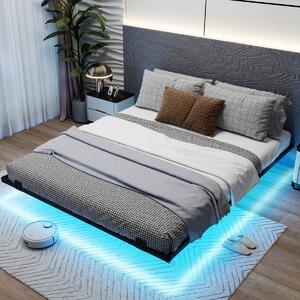 Costway Telaio letto piattaforma in metallo con fissaggio per materasso, Letto con luci led queen dimensione