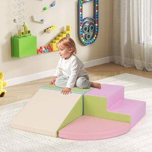 Costway Set di blocchi in schiuma con velcro per arrampicarsi e gattonare per bambini, Set di blocchi morbidi per lo sviluppo dei bambini Rosa
