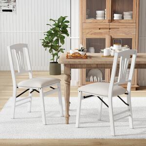 Costway Sedie pieghevoli sedie da pranzo imbottite per sala da pranzo e cucina, Sedie pieghevoli set pratico con sedili comodi Bianco