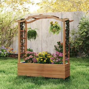 Costway Letto da giardino rialzato in legno con tetto sospeso e 2 tralicci laterali, Contenitore elevato per giardino e patio