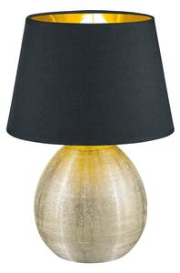 Lampada da tavolo in ceramica nera e tessuto, altezza 35 cm Luxor - Trio