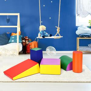 Costway Set di gioco da arrampicata per bambini da 5 pezzi, Strutture di gioco in schiuma impermeabili Colorato