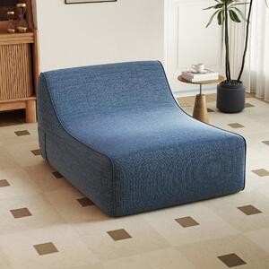 Costway Divano pigro ergonomico con copertura rimovibile e base antiscivolo, Poltrona lounge gonfiabile a forma di L per soggiorno Blu