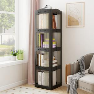 Costway Libreria girevole pieghevole a 4 livelli per soggiorno e studio, Scaffale girevole a 360° con base rotante per esposizione Nero