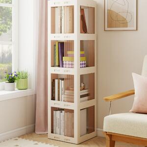 Costway Libreria girevole pieghevole a 4 livelli per soggiorno e studio, Scaffale girevole a 360° con base rotante per esposizione Bianco