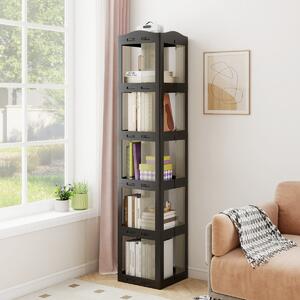 Costway Libreria girevole pieghevole a 5 livelli per soggiorno e studio, Scaffale girevole a 360° con base rotante per esposizione Nero
