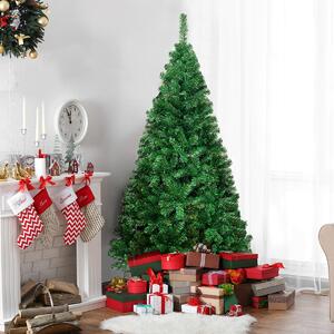Costway Albero natale 180cm pvc metallo e albero natale 120cm pino, Albero natale alta qualità pvc e albero natale 100 luci led