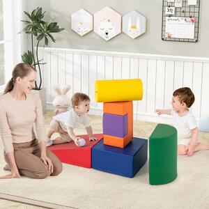 Costway Blocchi rampicanti in schiuma per bambini 1-3 anni, Blocchi rampicanti set rampicante indoor con rettangoli Arancione