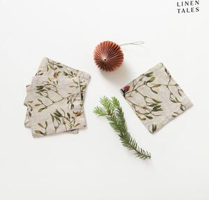 Sottobicchieri con motivo natalizio in colore naturale in set di 4 pezzi Mistletoe - Linen Tales