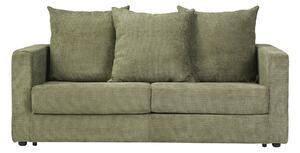 Divano letto 3 posti in tessuto velluto ciniglia verde kaki con materasso 13 cm BACIO