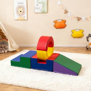 Costway Palestra modulare da interno con rivestimento in pelle PU, Set di 5 giochi da arrampicata per bambini 12+ mesi