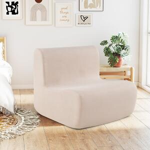Costway Poltrona sacco divano pigro da pavimento con morbido velluto e supporto ergonomico, Poltrona singola da lettura Beige
