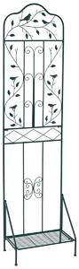 Costway Graticcio da giardino per piante rampicanti con ripiano pieghevole, Recinzione per viti da esterno per fiori Verde scuro