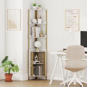 Costway Scaffale angolare 6 ripiani libreria angolare 170 cm armadietto, Scaffale angolare industrial per libri ante Bianco