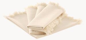 Set di 4 tovaglioli in misto cotone e lino con frange Scarlett