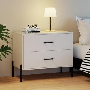 Costway Cassettiera 2 cassetti comodino moderno gambe maniglie metallo, Cassettiera 2 cassetti kit anti-ribaltamento Bianco