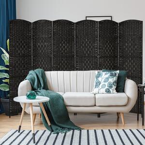Costway Divisori per ambienti a 6 pannelli alta 180 cm in rattan, Schermo pieghevole per privacy con cornice in legno naturale Nero