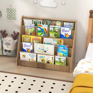 Costway Libreria da terra per bambini a 5 livelli, Piccolo porta riviste con dispositivi anti-ribaltamento per cameretta Naturale