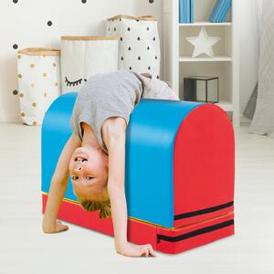 Costway Appetino per capriole mailbox scatola ginnastica ecopelle tappetino rimovibile maniglia casa palestra, Attrezzo sicuro e resistente per bambini 3-10 anni Blu