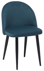 Set di 2 sedie da pranzo in tessuto di velluto blu dal design moderno e retrò con gambe oblique nere Beliani