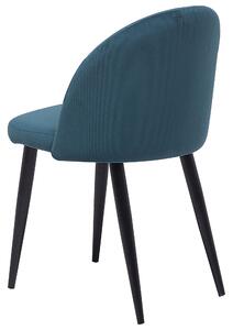 Set di 2 sedie da pranzo in tessuto di velluto blu dal design moderno e retrò con gambe oblique nere Beliani